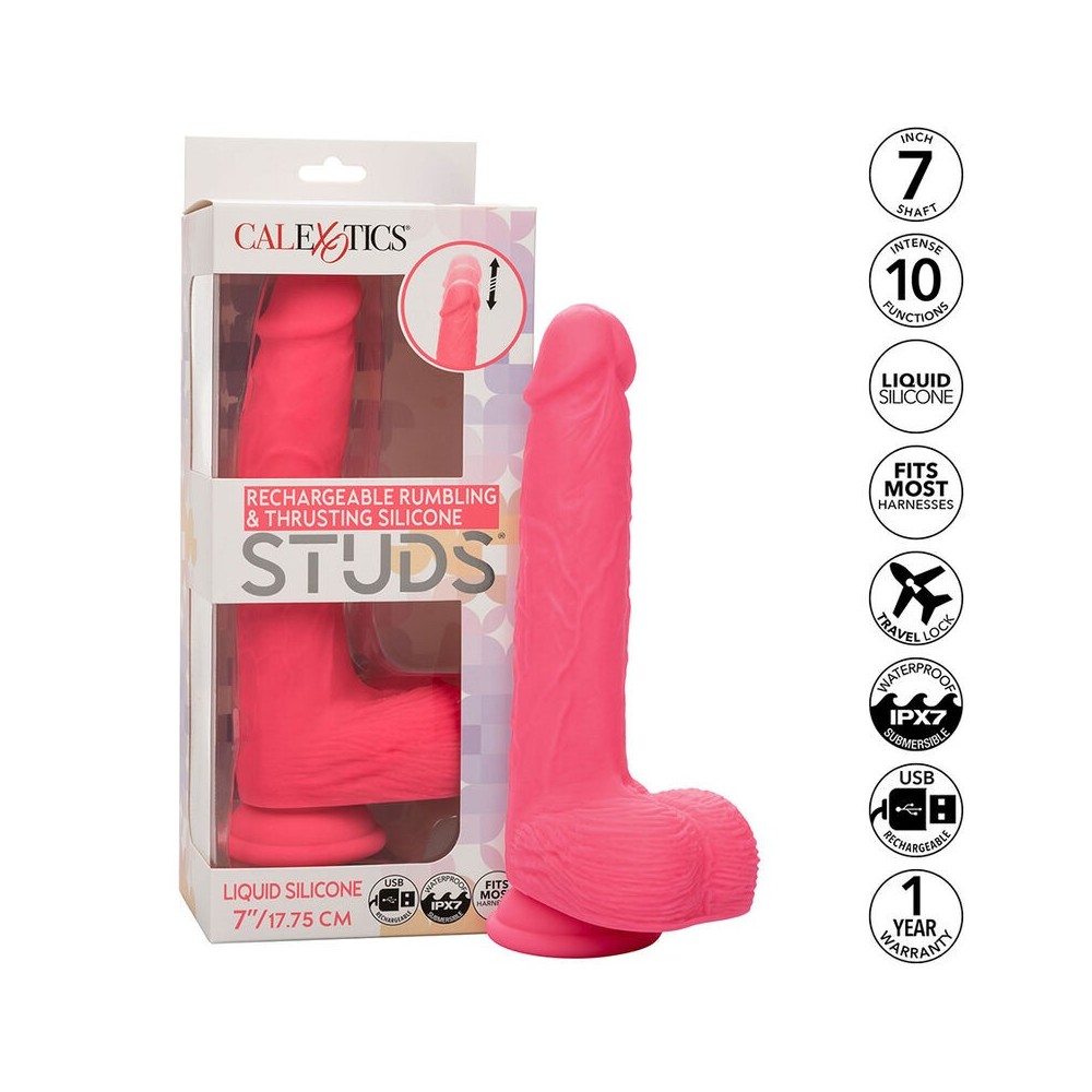 CALEXOTICS - STUDS VIBRADOR REALISTA 10 VIBRAÇÕES ROSA