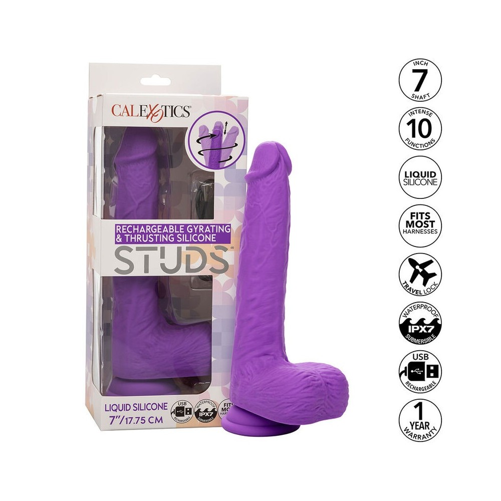 CALEXOTICS - STUDS RECHARGEABLE AND ROTATING VIBRATOR 10 VIBRATIONS PURPLE