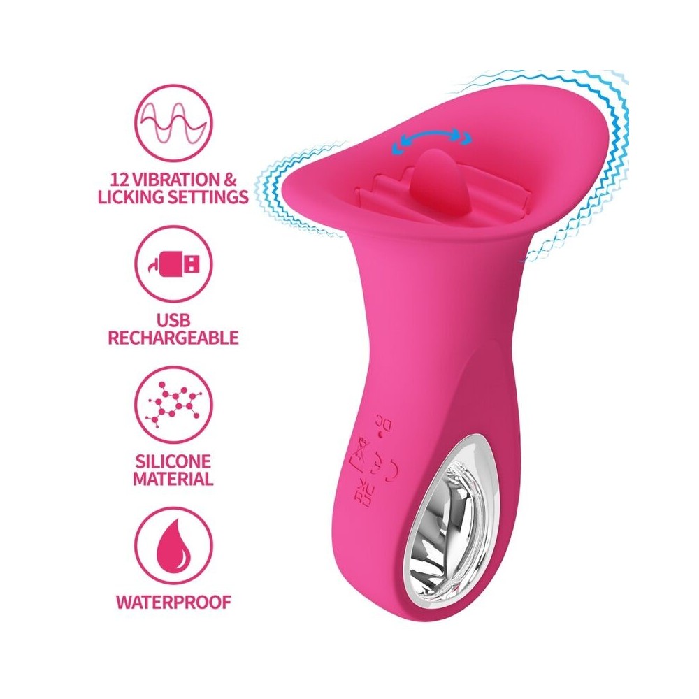 PRETTY LOVE - CLYDE VIBRADOR ORAL LÍNGUA VIBRANTE 12 VIBRAÇÕES ROSA