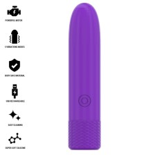 INTENSE - SYMONE USB RECARREGÁVEL VIBRATÓRIA BULLET 8 VIBRAÇÕES ROXO 10 X 2,2 CM