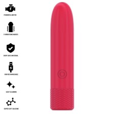 INTENSE - SYMONE USB RECARREGÁVEL VIBRATÓRIA BULLET 8 VIBRAÇÕES VERMELHO 10 X 2,2 CM