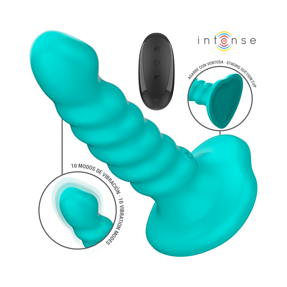 INTENSE - BUFFY VIBRATOR GRÖSSE S SPIRALE DESIGN 10 VIBRATIONEN BLAU FERNBEDIENUNG