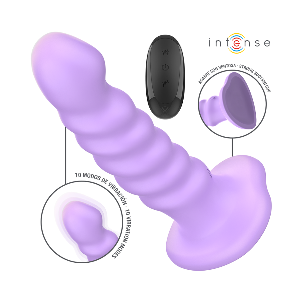 INTENSE - BRENDA VIBRADOR TAMANHO M DESIGN ESPIRAL 10 VIBRAÇÕES ROXO CONTROLE REMOTO