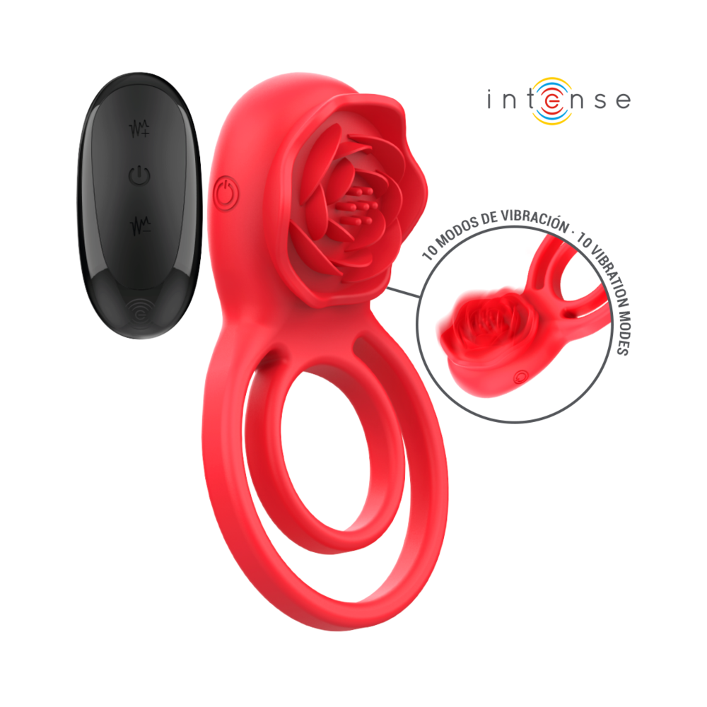 INTENSE - GAIL ESTIMULADOR ROSE 10 VIBRAÇÕES VERMELHO CONTROLE REMOTO