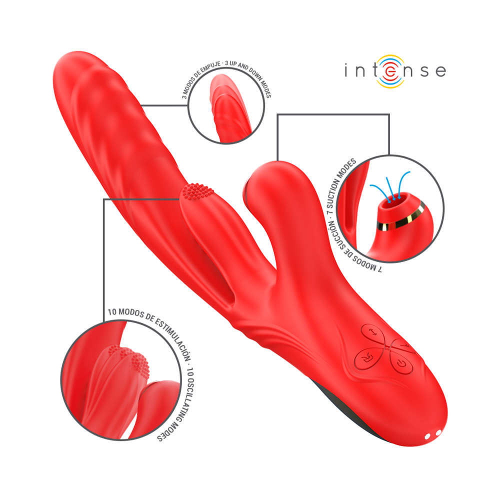 INTENSE - KAROL MULTIFUNÇÃO VIBRADOR IMPULSO & ESTIMULAÇÃO & SUCÇÃO VERMELHO