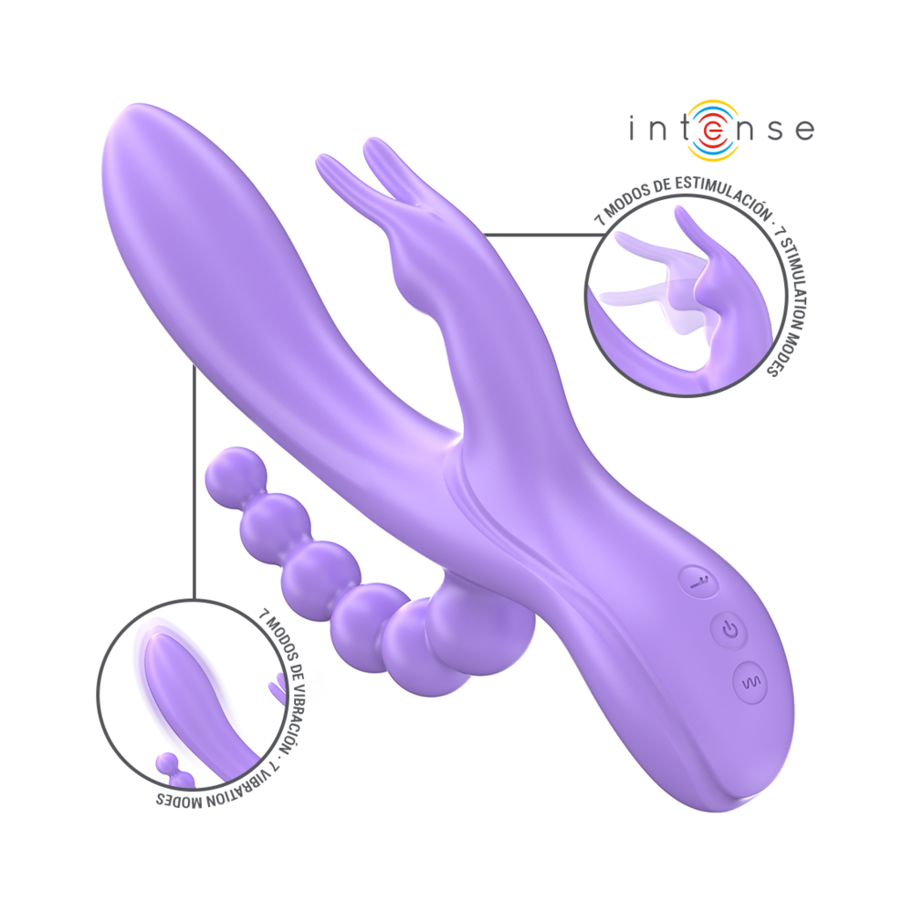 INTENSE - MIKO TRIPLE VIBRATEUR LAPIN & STIMULATEUR & ANAL 7 VIBRATIONS VIOLET