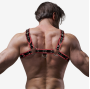 FETISH SUBMISSIVE ATTITUDE - COURO ECOLÓGICO CINTURO DE PEITORAL ARNÊS HOMENS PRETO/VERMELHO