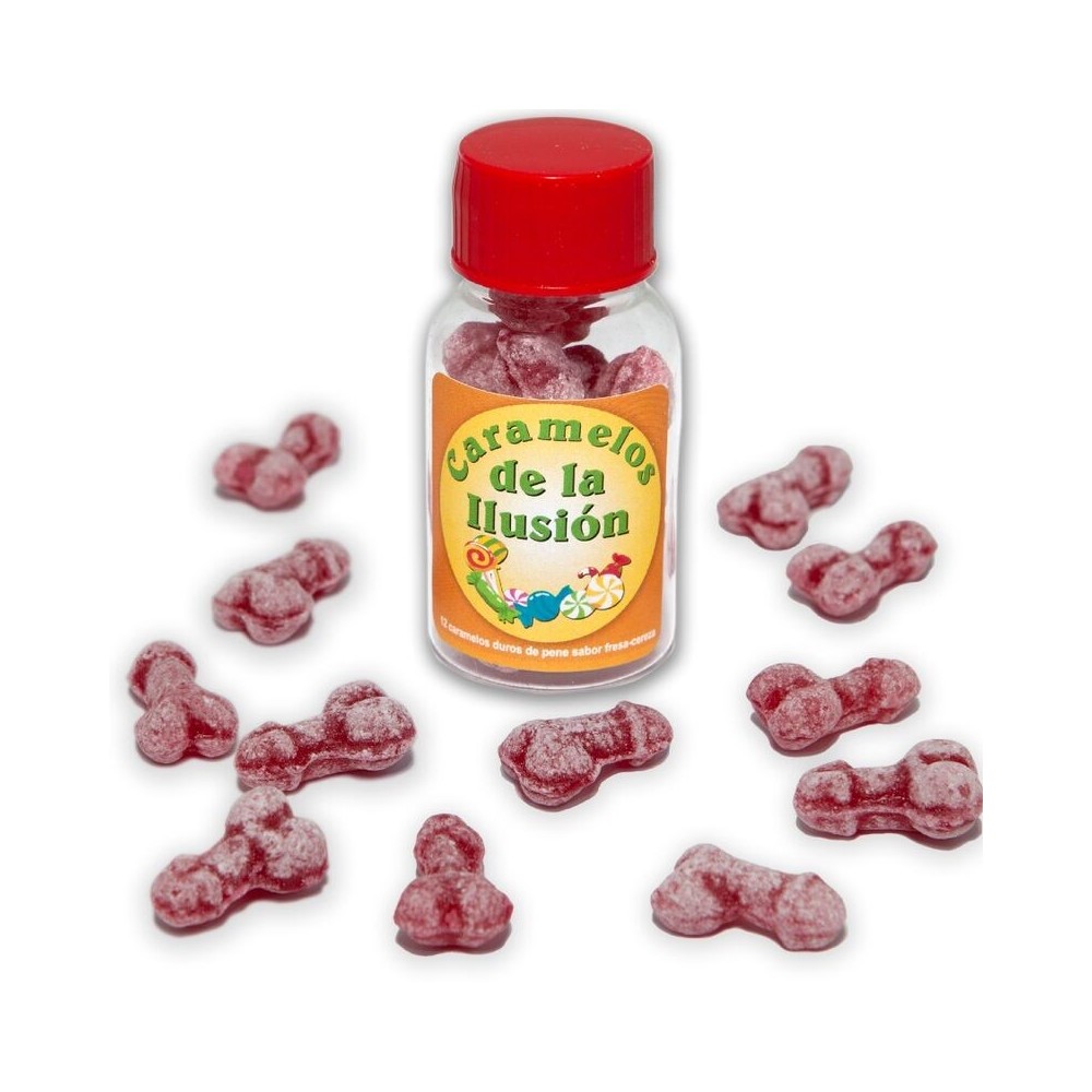 DIABLO PICANTE - 12 PENISFÖRMIGE ILLUSIONSBONBONS ERDBEERE/KIRSCHE