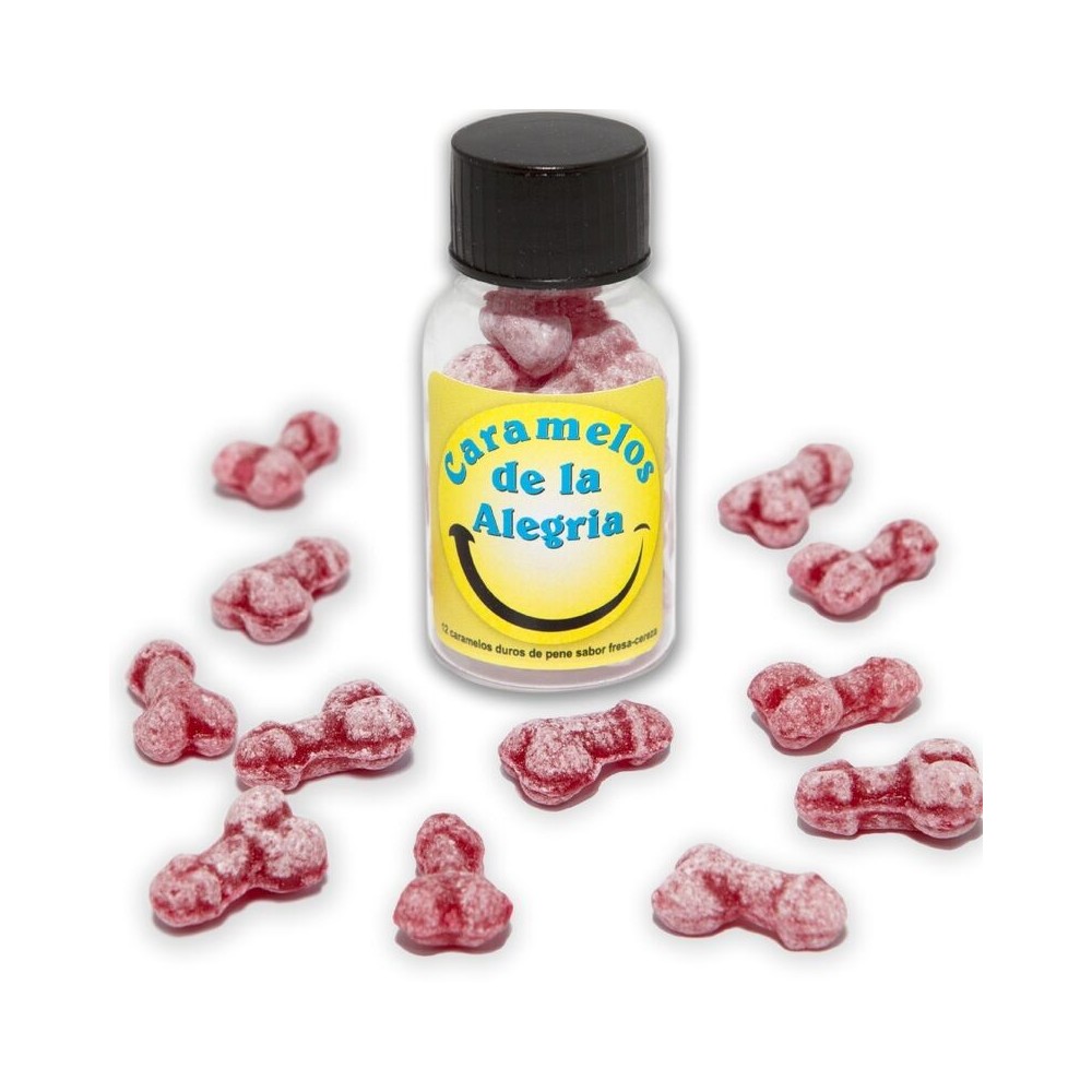 DIABLO PICANTE - 12 PENIS-SHAPED JOY CANDIES STRAWBERRY/CHERRY