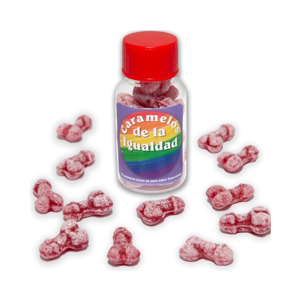 DIABLO PICANTE ? 12 ERDBEER-/KIRSCH-PENISFORM-BONBONS FÜR DIE GLEICHHEIT
