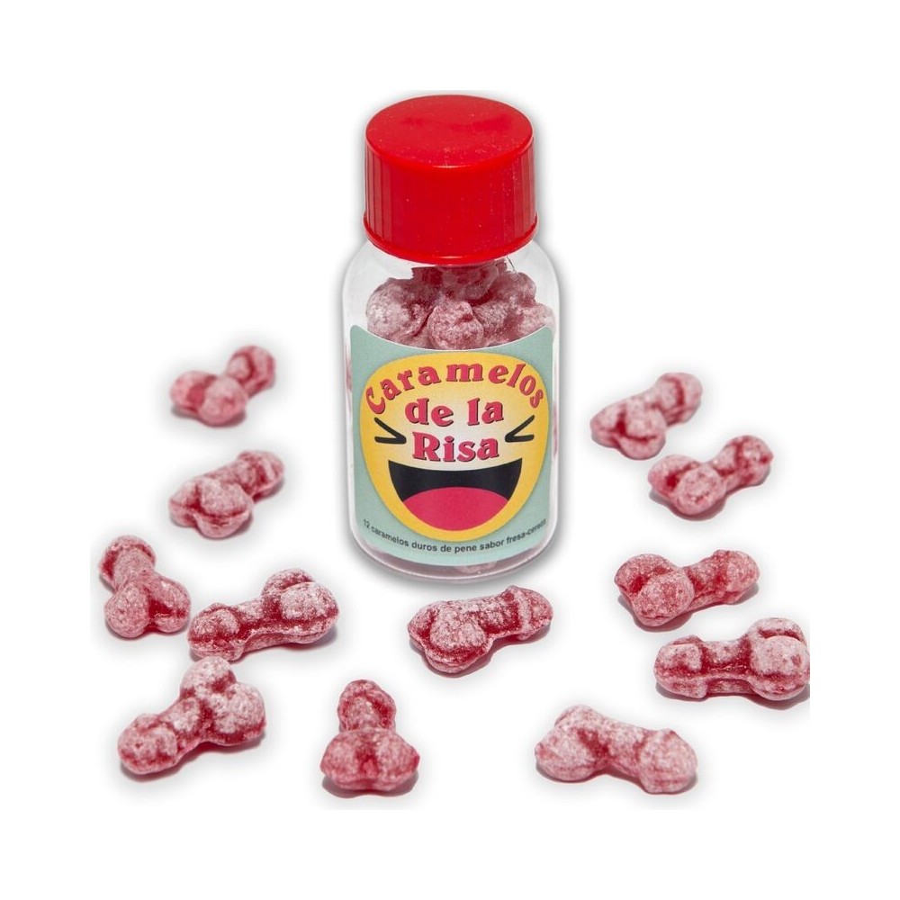DIABLO PICANTE - 12 PENIS-SHAPED LAUGHTER CANDIES STRAWBERRY/CHERRY