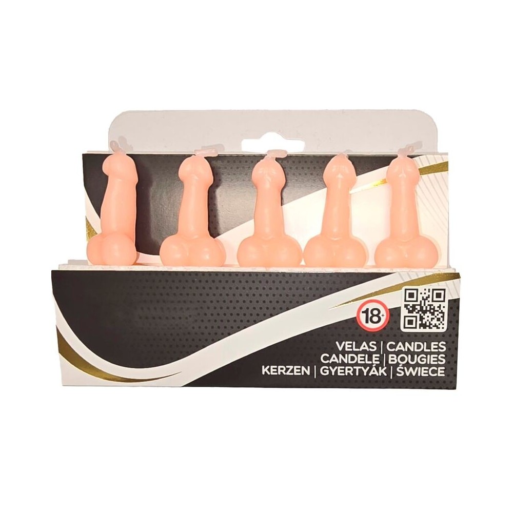 DIABLO PICANTE - BOX OF 5 FLESH PENIS-SHAPED CANDLES