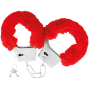 DARKNESS - PLEASURE FURRY HANDCUFFS RED
