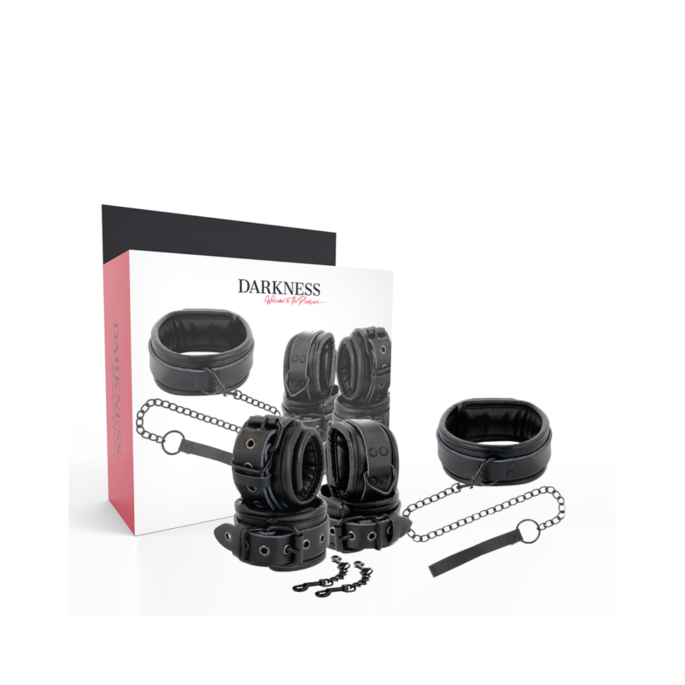 DARKNESS - LEDER UND HANDSCHELLEN SCHWARZ