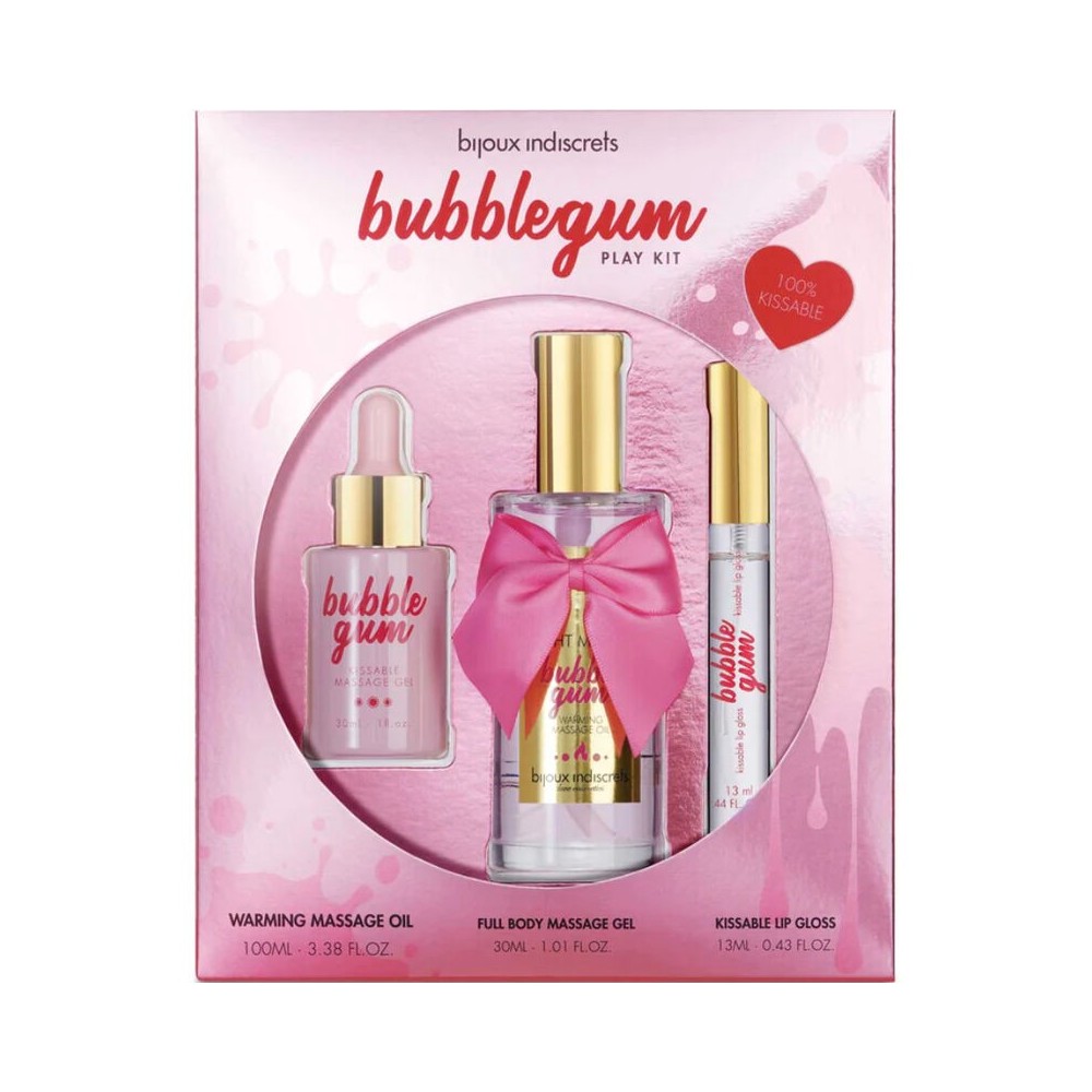 BIJOUX - INDISCRETS KIT BUBBLEGUM PLAY COM ÓLEO GEL E LIP GLOSS