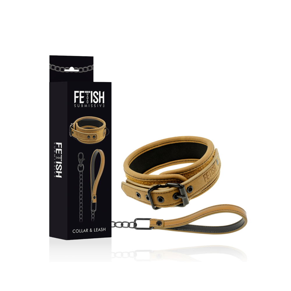 FETISH SUBMISSIVE ORIGEN - COLLANA RIVESTITA IN NEOPRENE CON CATENA