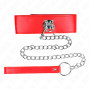 KINK - HALSKETTE MIT GÜRTEL 65 CM MIT BREITEM ROTEN BAND VERSTELLBAR 33,5-41 CM X 5 CM