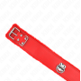KINK - COLLANA CON GUINZAGLIO 116 CM CON BORCHIE IN ARGENTO MODELLO 4 ROSSO REGOLABILE 40-48 CM X 6 CM