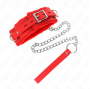 KINK - COLLAR WITH LEASH 65 CM WITH RESTRICTIONS RED 36-42 CM X 5.5 CM