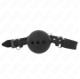 KINK - BAVAGLIO IN SILICONE INTERO 55 x 2 CM CON SFERA DA 4,5 CM MISURA M NERO REGOLABILE 35-51 CM