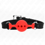 KINK - FULL SILICONE GAG 55 x 2 CM WITH 4 CM BALL SIZE S RED ADJUSTABLE 35-51 CM