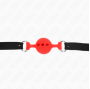 KINK - MORDAÇA COMPLETA DE SILICONE 55 x 2 CM COM BOLA DE 4 CM TAMANHO S VERMELHO AJUSTÁVEL 35-51 CM