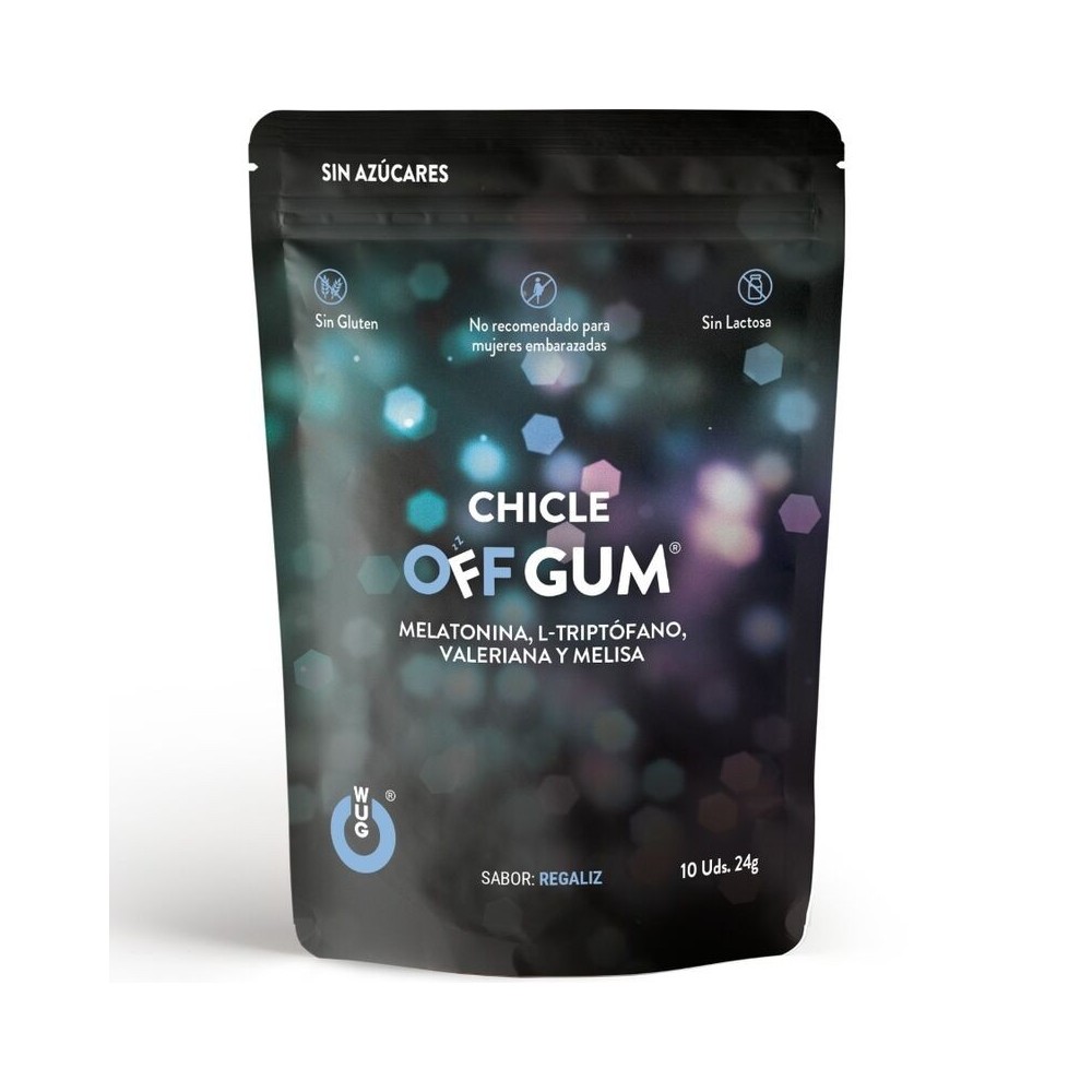 WUG GUM - OFF VALERIAN, TRYPTOPHAN, LEMON BALM AND MELATONIN 10 UNITS