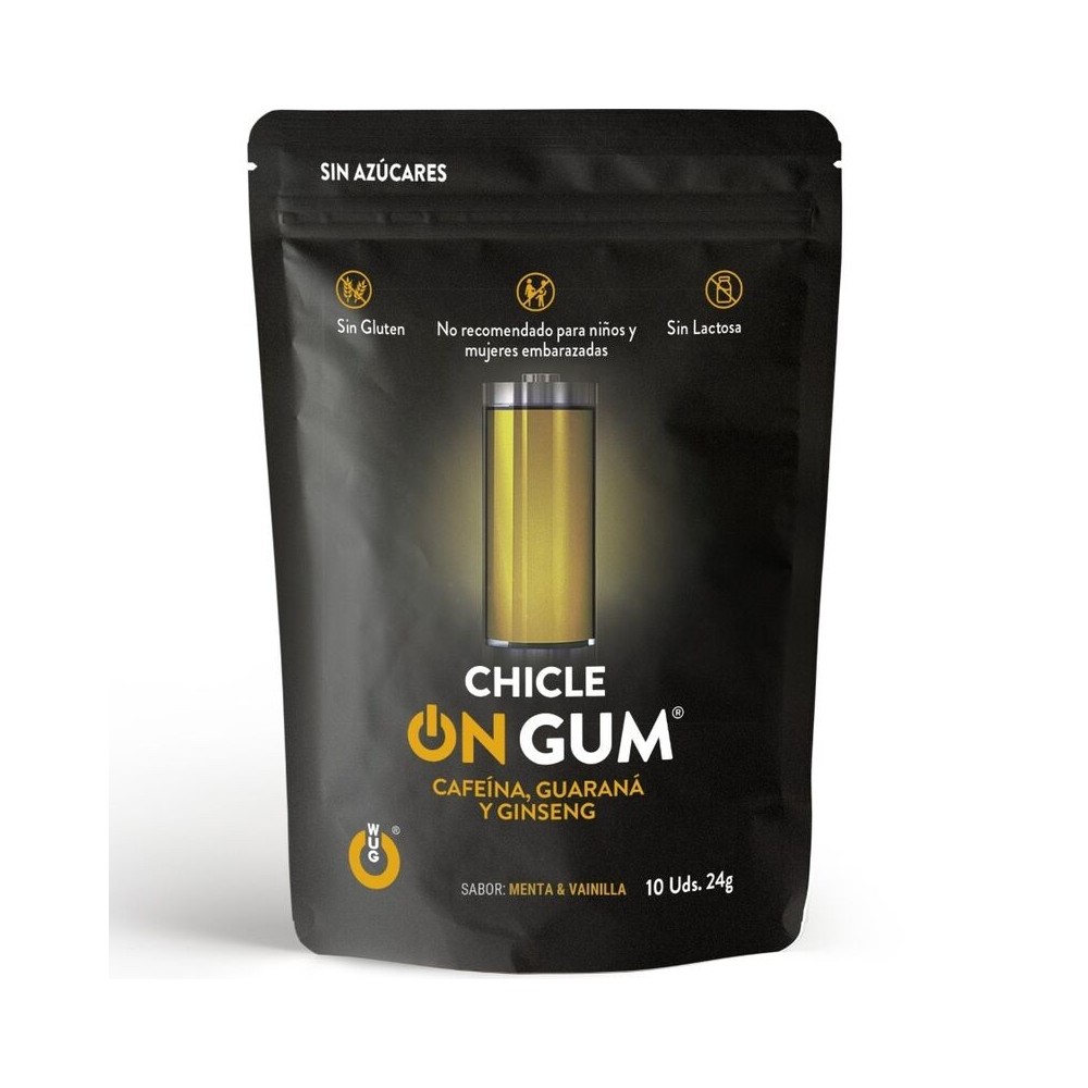 WUG GUM - ON CAFFEINE, GINSENG AND GUARANA GUM 10 UNITS