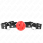 KINK - BOLA RESPIRÁVEL 4 CM MORDAÇA COM REBITE DUPLO VERMELHO 62,5 x 2,5 CM AJUSTÁVEL 42-58 CM