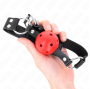 KINK - BOLA RESPIRÁVEL 4 CM MORDAÇA COM REBITE DUPLO VERMELHO 62,5 x 2,5 CM AJUSTÁVEL 42-58 CM