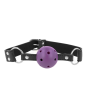 KINK - ATMUNGSAKTIVER BALL 4 CM KNEBEL MIT DOPPELNIET LILA 62,5 x 2,5 CM VERSTELLBAR 42-58 CM