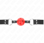 KINK - ATMUNGSAKTIVER BALL 4 CM KNEBEL MIT DOPPELNIET LEDER 62,5 x 2,5 CM VERSTELLBAR 42-58 CM