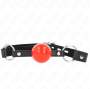 KINK - BÂILLON BALLE 4 CM AVEC SERRURE BOULE ROUGE BRACELET NOIR 60 x 2 CM
