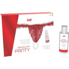 INTT RELEASES - CULOTTE BRÉSILIENNE ROUGE AVEC PERLES ET GEL LUBRIFIANT 50 ML