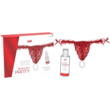 INTT RELEASES - RED BRAZILIAN PANTY WITH PEARLS AND LUBRICATING GEL 50 ML