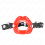 KINK - MORDAÇA LIP 8 CM COM ALÇA DE COURO VERMELHA 63 x 2 CM AJUSTÁVEL 39-58 CM