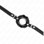 KINK - MORDAÇA LIP 8 CM COM ALÇA DE COURO PRETA 63 x 2 CM AJUSTÁVEL 39-58 CM