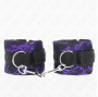 KINK - SHORT VELVET LACE WRIST RESTRAINTS AND NYLON BIND PURPLE / BLACK 23 X 6.5 CM