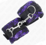 KINK - SHORT VELVET LACE WRIST RESTRAINTS AND NYLON BIND PURPLE / BLACK 23 X 6.5 CM