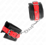KINK - HANDGELENKFESSELN SCHWARZ MIT ROTEM GÜRTEL VERSTELLBAR 17-28 CM X 6 CM