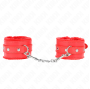 KINK - PREMIUM FUR LINED WRIST RESTRAINTS RED WITH RED BELT ADJUSTABLE 17-29 CM X 6 CM