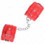 KINK - PREMIUM FUR LINED WRIST RESTRAINTS RED WITH RED BELT ADJUSTABLE 17-29 CM X 6 CM