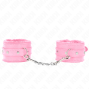 KINK - PREMIUM FUR LINED WRIST RESTRAINTS PINK WITH PINK BELT ADJUSTABLE 17-29 CM X 6 CM
