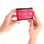 KINK - APPUI-POIGNETS DOUBLÉS DE FOURRURE PREMIUM NOIR AVEC CEINTURE ROSE FRAMBOISE AJUSTABLE 17-29 CM X 6 CM