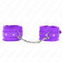 KINK - PREMIUM FUR LINED WRIST RESTRAINTS PURPLE WITH PURPLE BELT ADJUSTABLE 17-29 CM X 6 CM