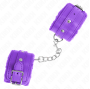 KINK - PREMIUM FUR LINED WRIST RESTRAINTS PURPLE WITH PURPLE BELT ADJUSTABLE 17-29 CM X 6 CM