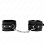 KINK - PREMIUM FUR LINED WRIST RESTRAINTS BLACK WITH BLACK BELT ADJUSTABLE 17-29 CM X 6 CM