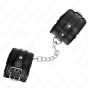 KINK - PREMIUM FUR LINED WRIST RESTRAINTS BLACK WITH BLACK BELT ADJUSTABLE 17-29 CM X 6 CM