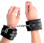 KINK - PREMIUM FUR LINED WRIST RESTRAINTS BLACK WITH BLACK BELT ADJUSTABLE 17-29 CM X 6 CM