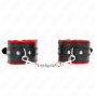 KINK - PREMIUM FUR LINED WRIST RESTRAINTS RED WITH BLACK BELT ADJUSTABLE 17-29 CM X 6 CM